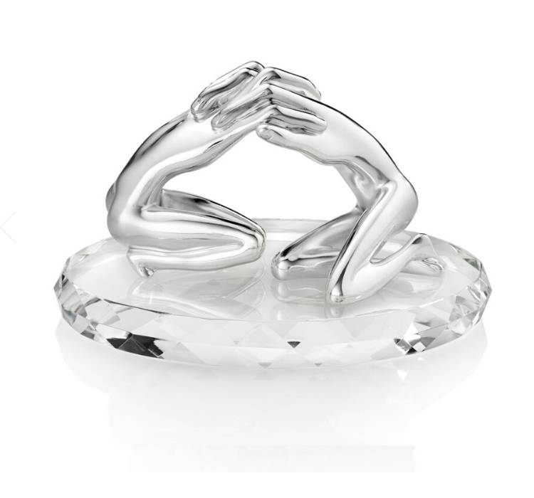 Scultura Ottaviani In Argento Abbraccio Su Base Cristallo 23399LW