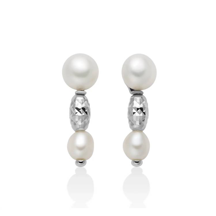 Orecchini Donna Miluna Argento Pepite Perle Pendenti PER2794B