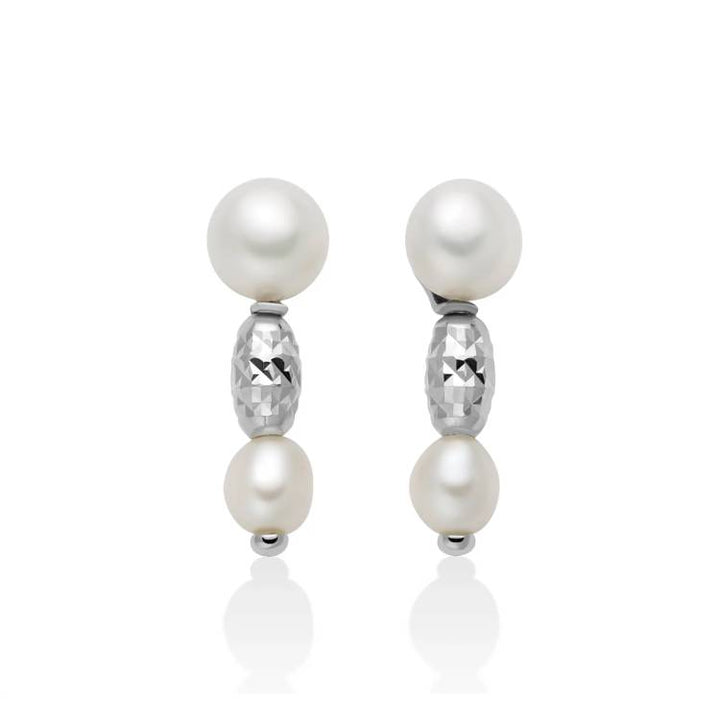 Orecchini Donna Miluna Argento Pepite Perle Pendenti PER2794B