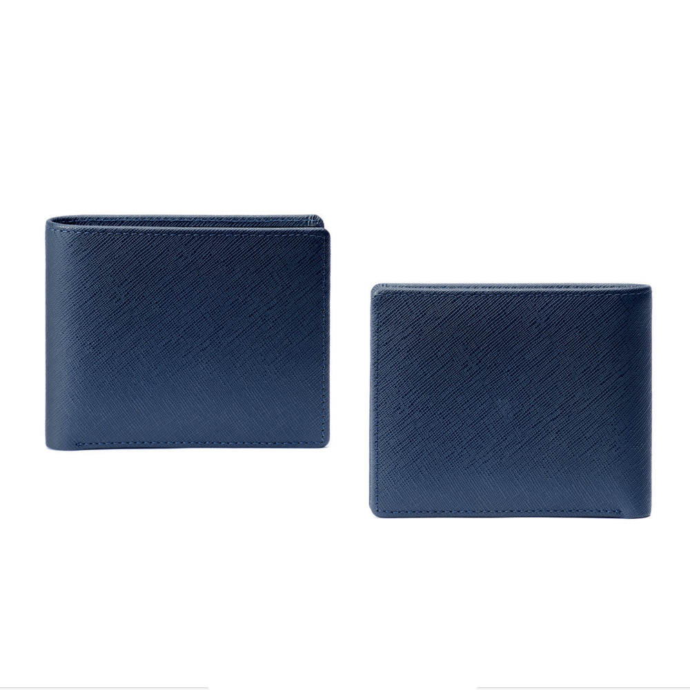 Portafoglio Uomo Ottaviani Vera Pelle Blu Effetto Saffiano 87610