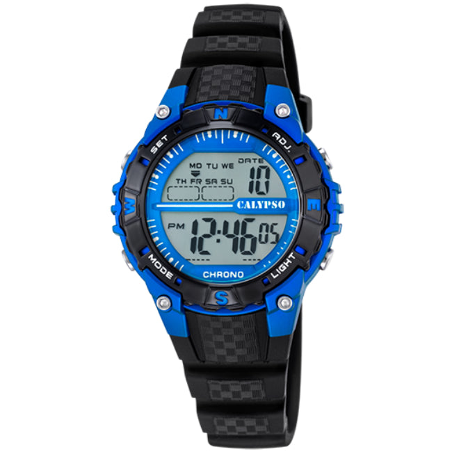 Orologio Bambino Calypso Gomma Quarzo Digitale Cronografo Blu Nero K5684/5