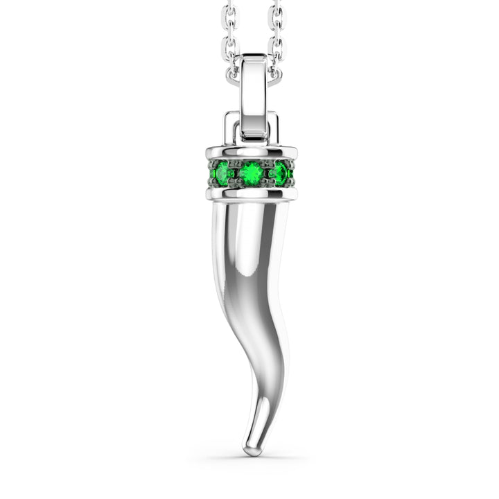 Collana Uomo Zancan Argento 925 Corno Pendente Zirconi Verdi ESC186-VE
