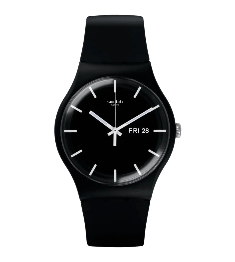 Orologio Unisex Swatch Quarzo Solo Tempo Mono Black Doppia Data Nero SO29B704