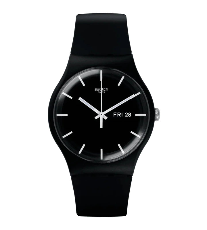 Orologio Unisex Swatch Quarzo Solo Tempo Mono Black Doppia Data Nero SO29B704