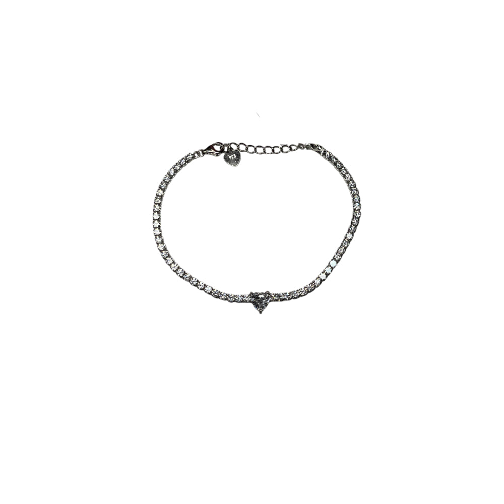 Bracciale Donna Re Mida Tennis Argento 925 Zirconi Cuore Bianco Br Djv 24
