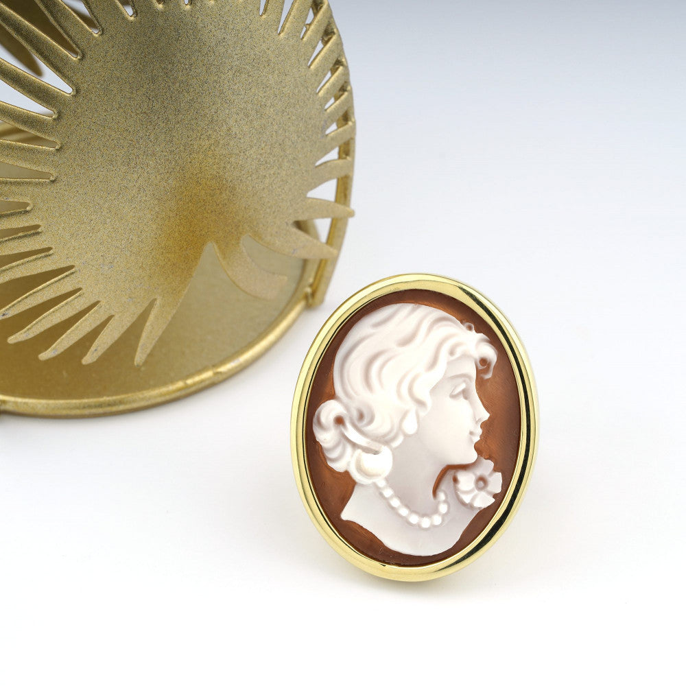 Anello Donna Cameo Italiano Argento Dorato 925 Dama A21BB-G
