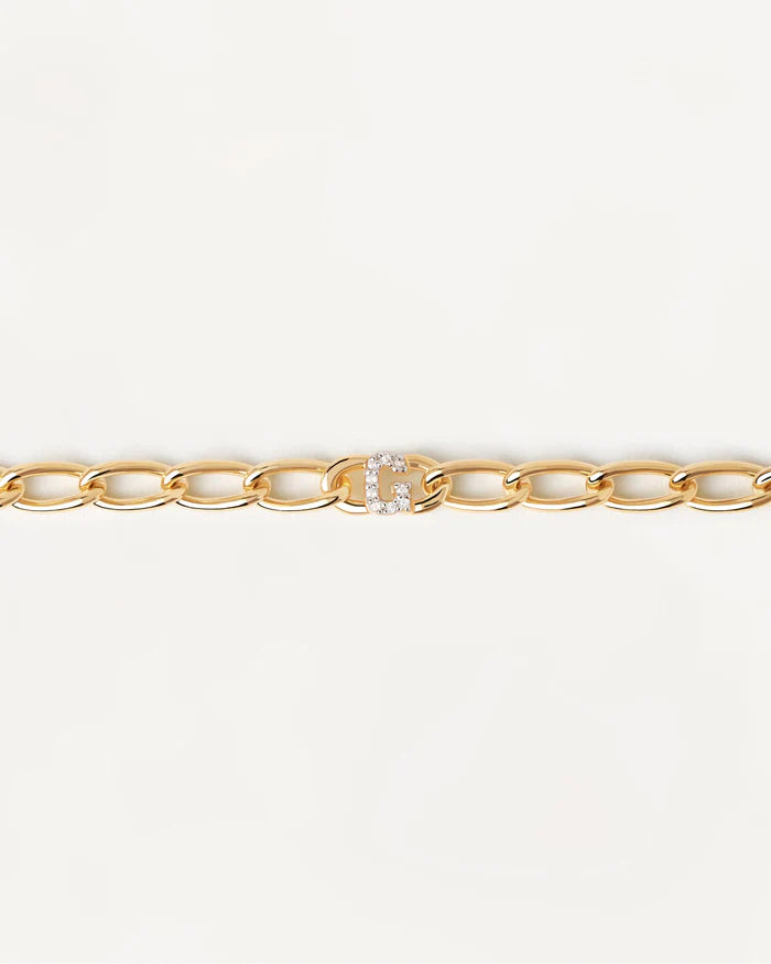 Bracciale Donna PDPaola Argento 925 Dorato Catena Iniziale G Zirconi PU01-544-U
