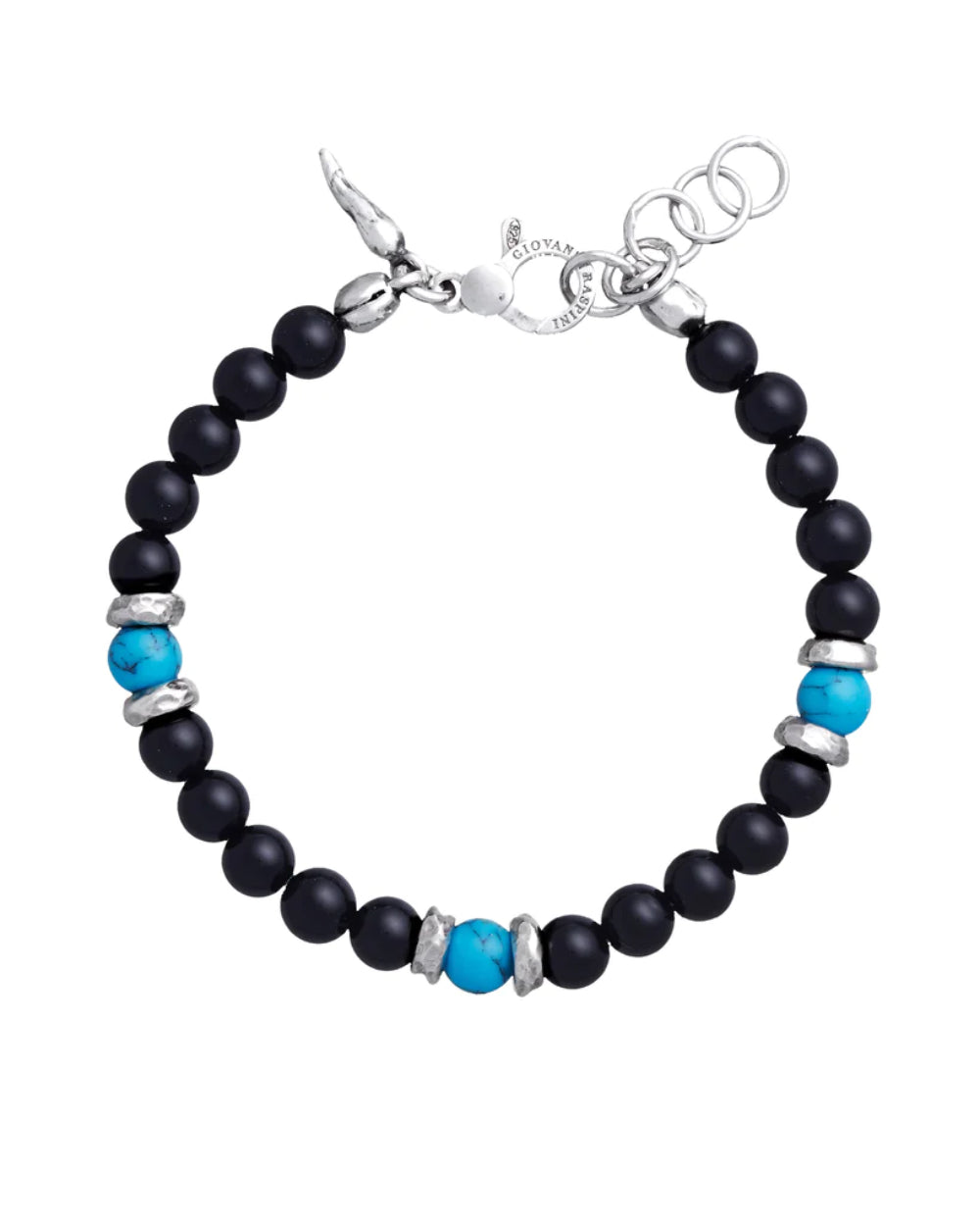 Bracciale Uomo Giovanni Raspini Argento 925 Biglie Onice Nero Turchese 11651L
