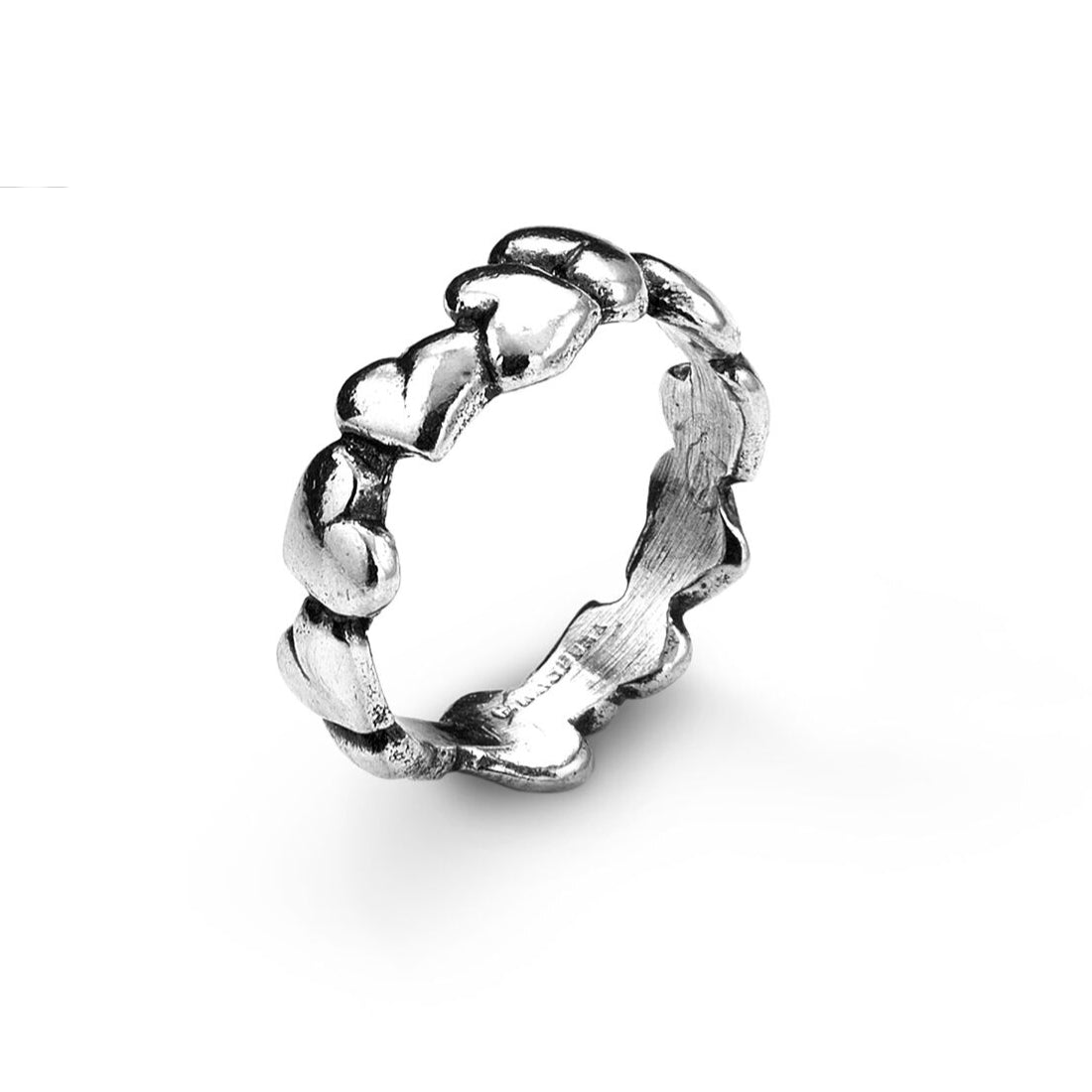 Anello Donna Giovanni Raspini Argento 925 Realizzato A Mano Fascia Cuori 07796/14