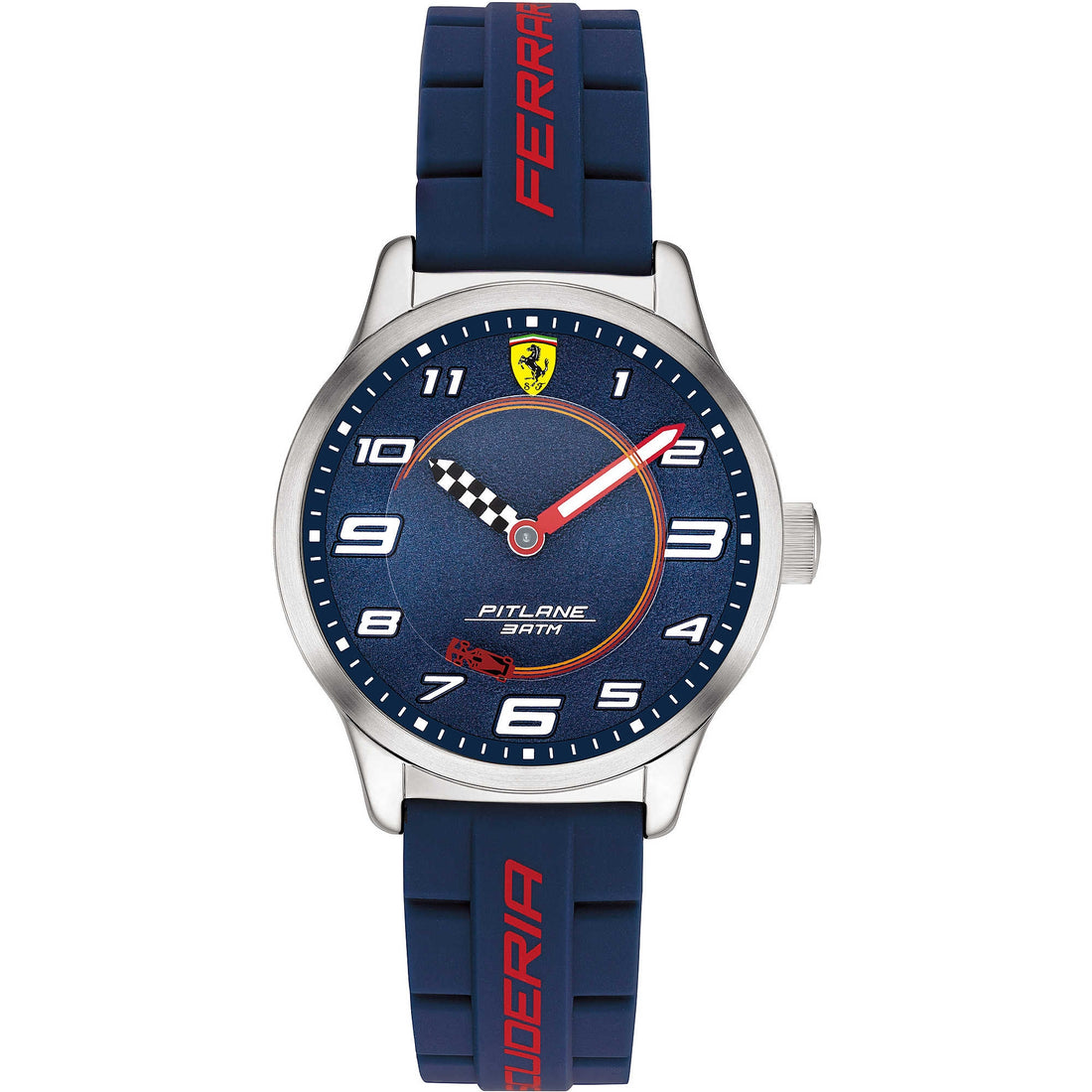 Orologio Uomo Ferrari Pitlane Bambino Blu Numeri Gomma Acciaio FER0860005