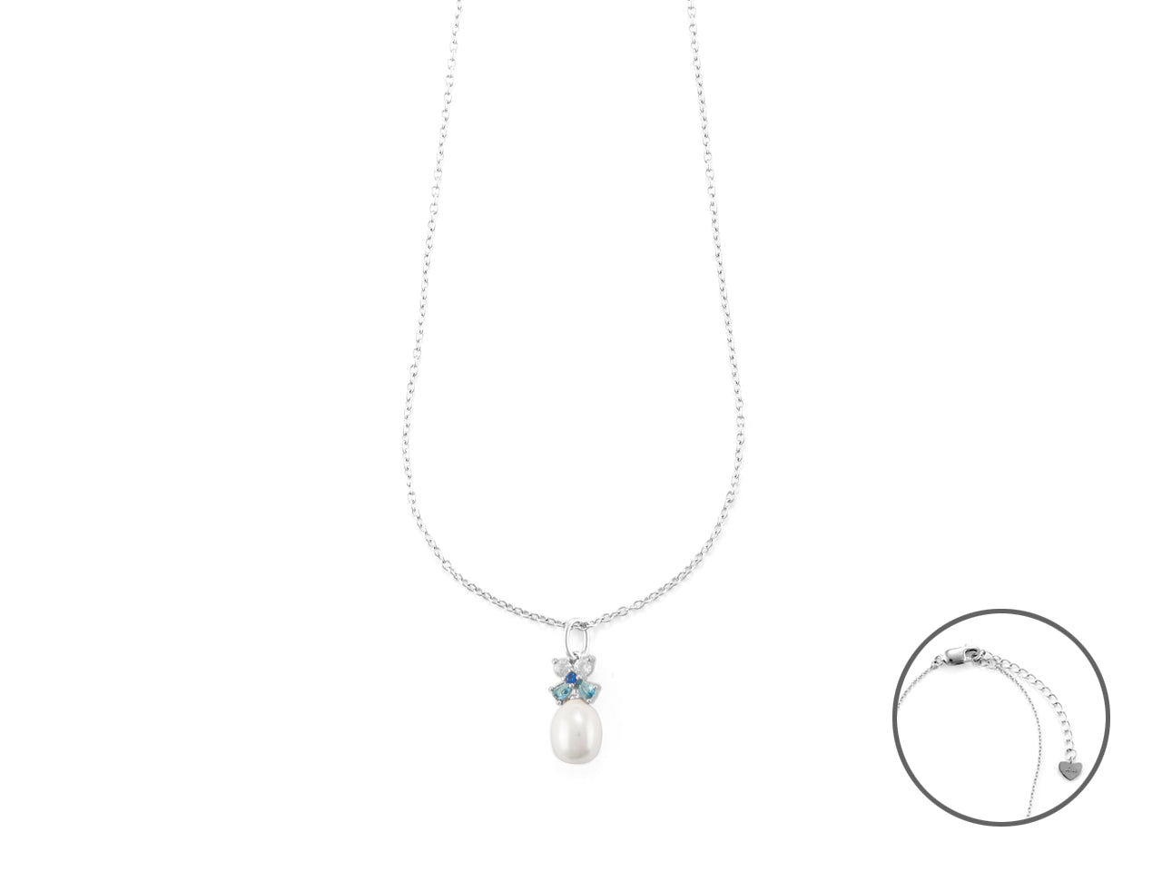 Collana Donna 4US Cesare Paciotti Argento Punto Luce Perla Zirconi colorati  4UCL6103W