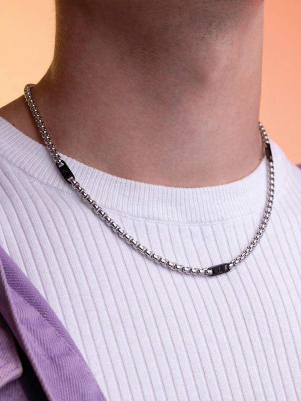 Collana Uomo 4US Cesare Paciotti Acciaio Catena Targhette 4UCL8051