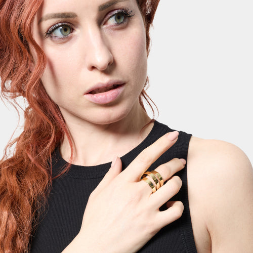 Anello Donna Unoaerre Bronzo Dorato Tre Fasce 572433