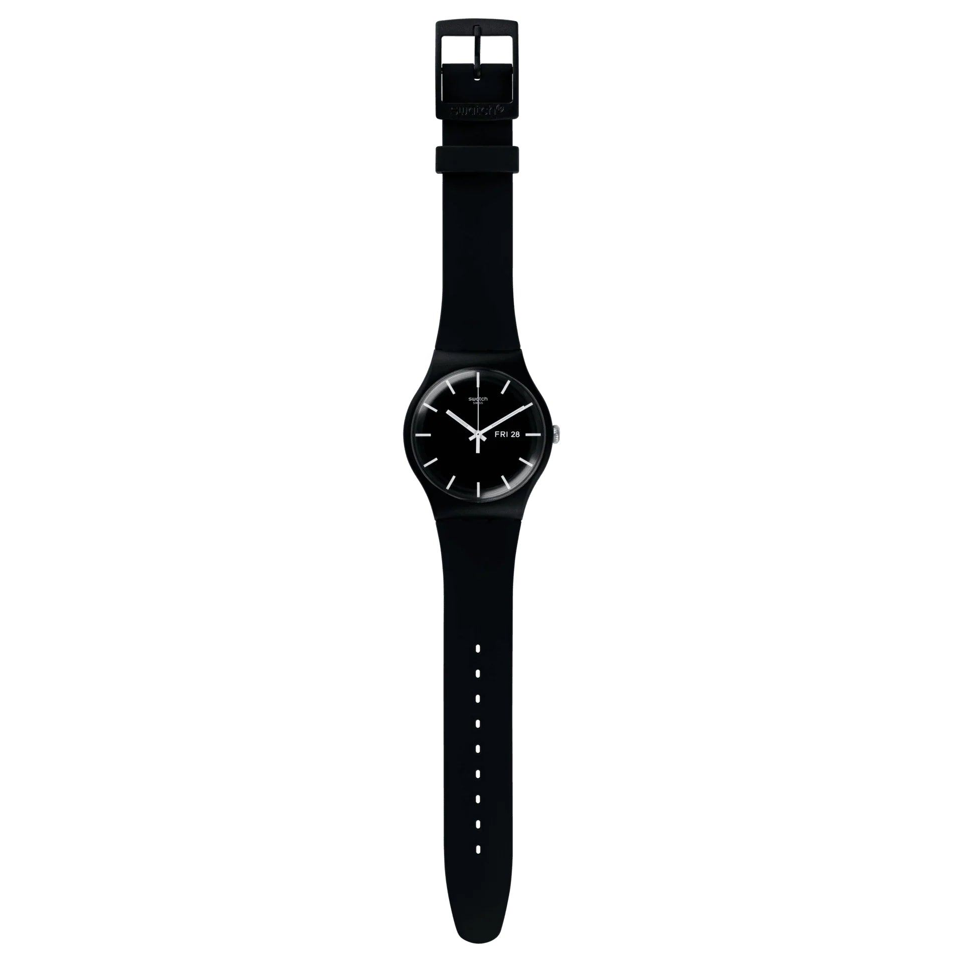 Orologio Unisex Swatch Quarzo Solo Tempo Mono Black Doppia Data Nero SO29B704