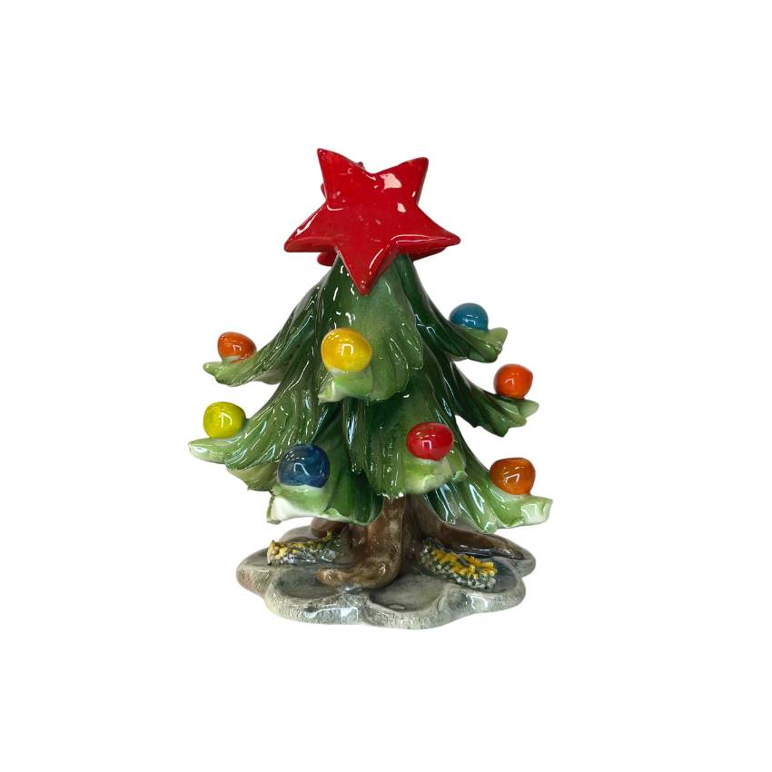 Albero di Natale Capodimonte Radici Palline Colorate Stella 9 cm CAP15