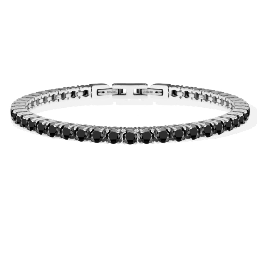 Bracciale Uomo Liu Jo Tennis Zirconi Neri 4 MM Acciaio Lucido MLJ566