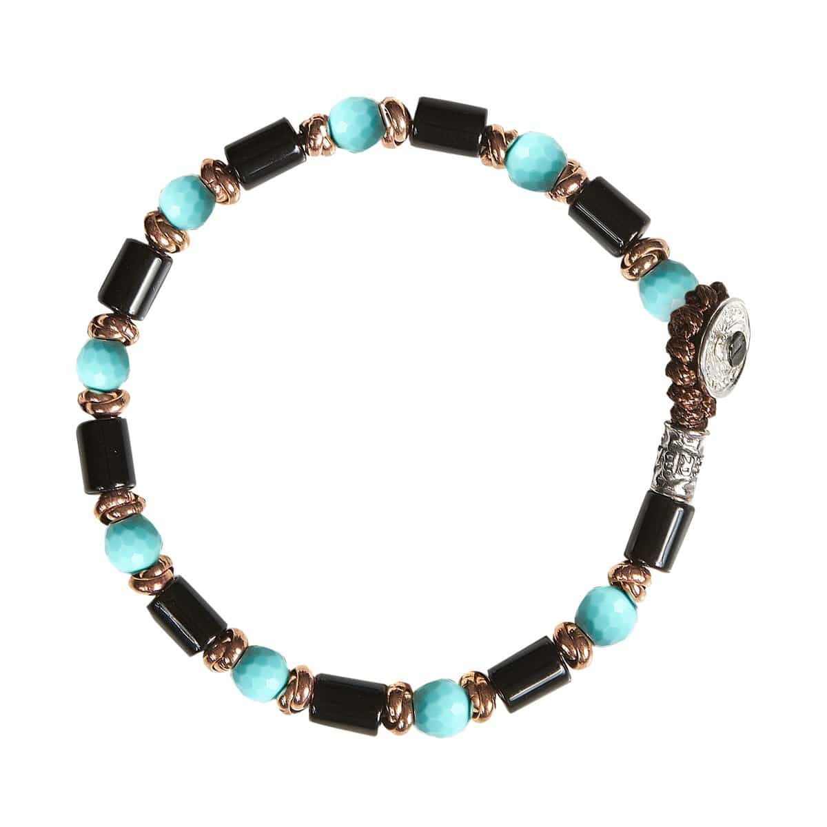 Bracciale Unisex Gerba Argento 925 Ceramica Onice Nero Turchese FASHIONABLE 02