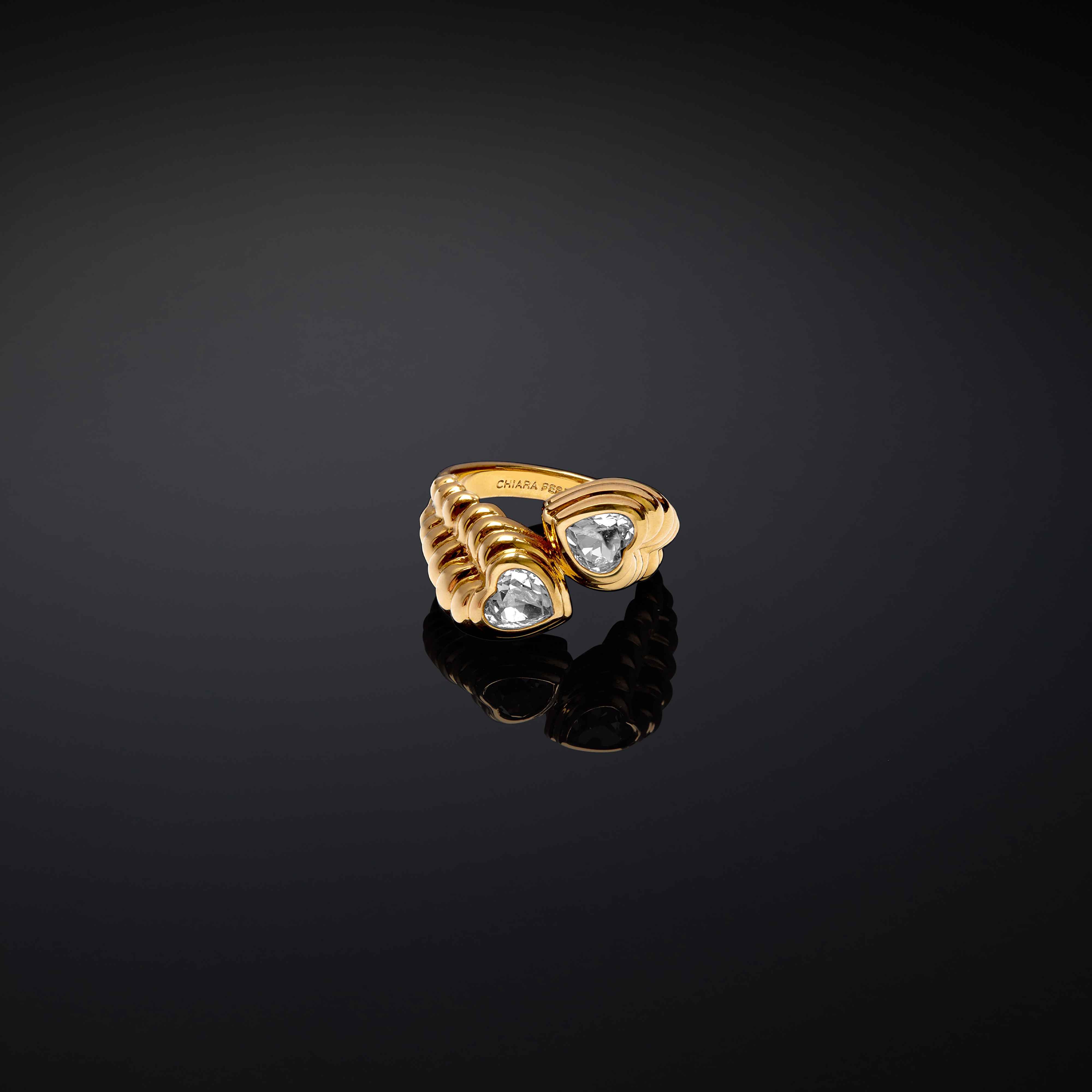 Anello Donna Chiara Ferragni Acciaio Dorato Cuori Grandi Intreccio J19AXP13016