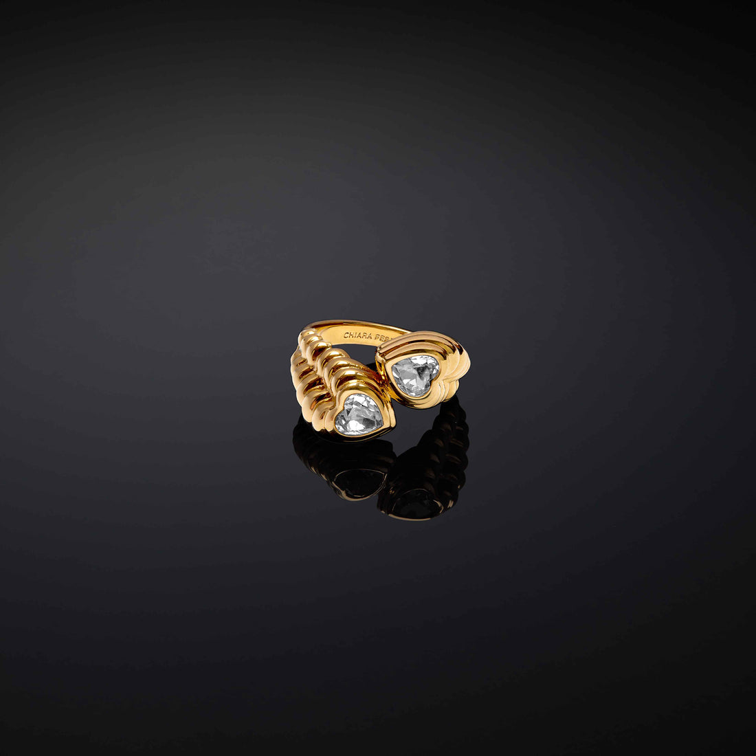 Anello Donna Chiara Ferragni Acciaio Dorato Cuori Grandi Intreccio J19AXP13016