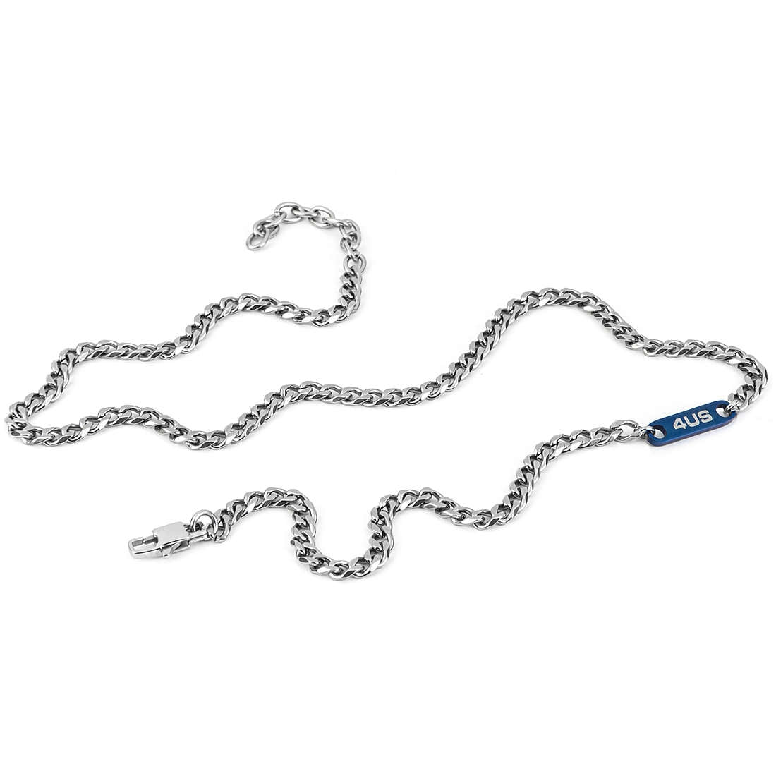 Collana Uomo 4US Cesare Paciotti Acciaio girocollo con placchetta in pvd blu 4UCL4395