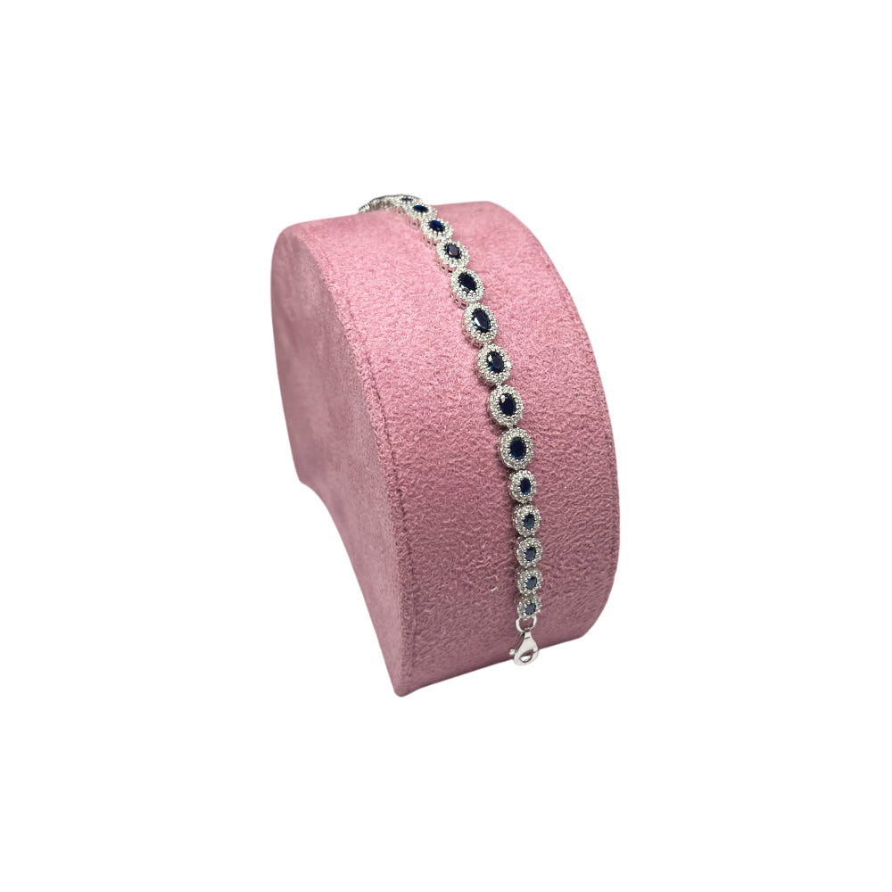 Bracciale Unisex Re Mida Tennis Argento Zirconi Bianchi Blu Ovali Tennis-14