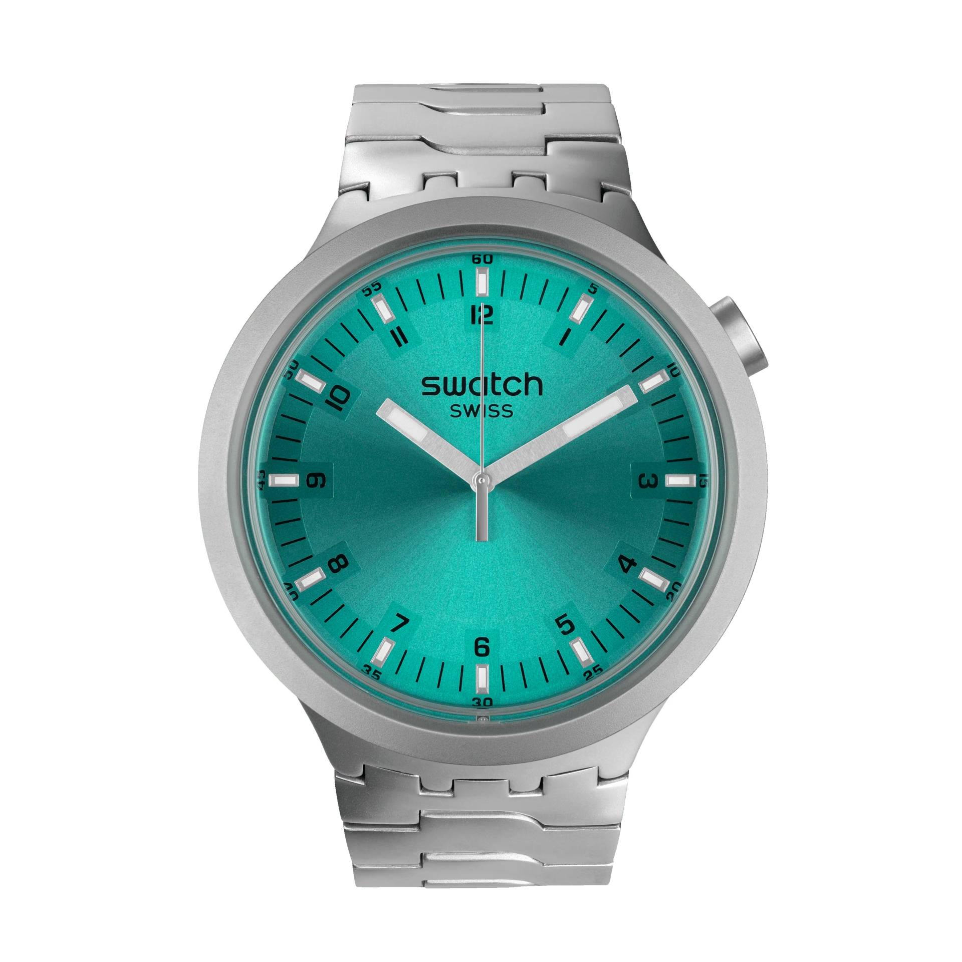 Orologio Unisex Swatch Acciaio Big Bold Aqua Shimmer Verde Acqua Lucido SB07S100G