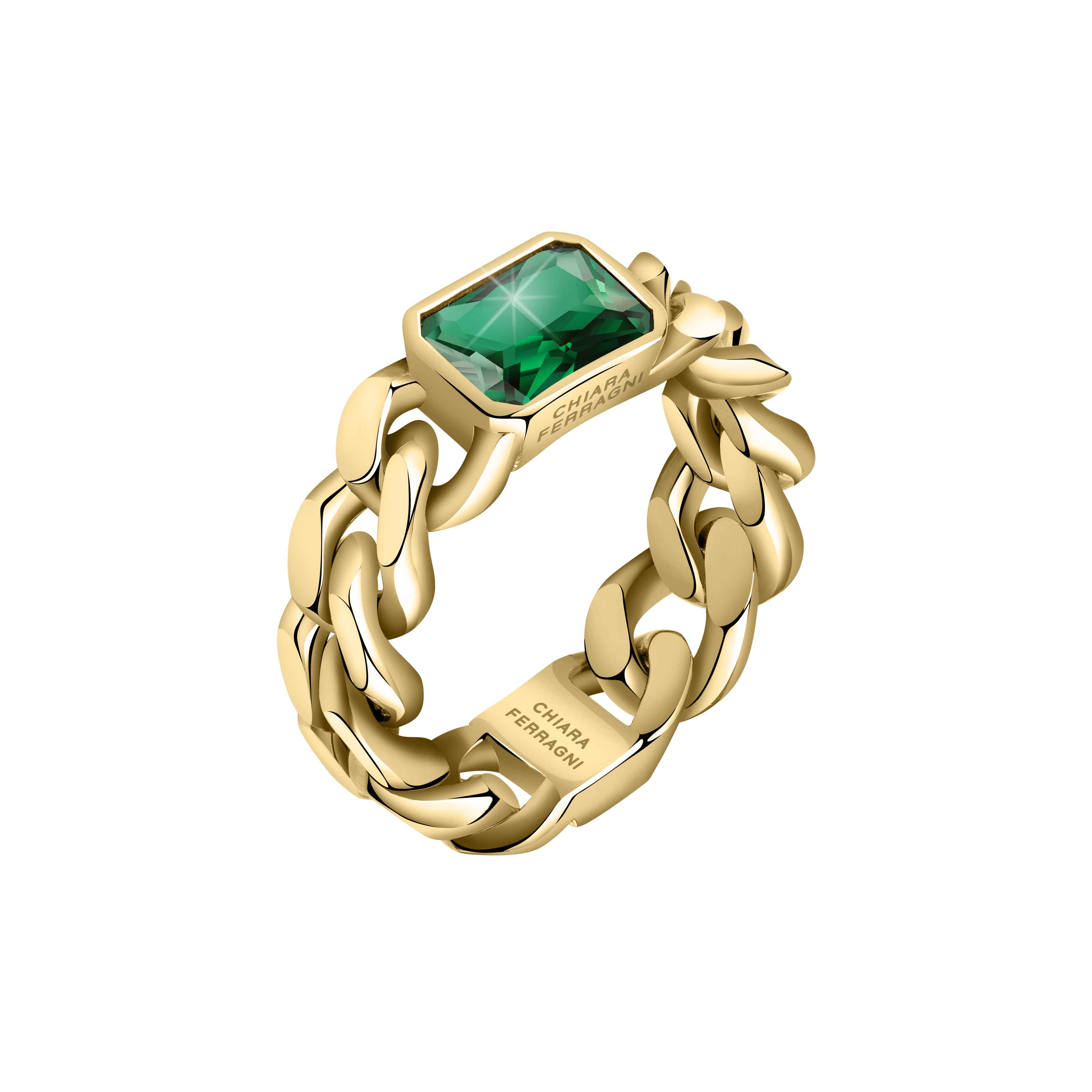 Anello Donna Chiara Ferragni a grumetta con Zircone Verde a forma rettangolare