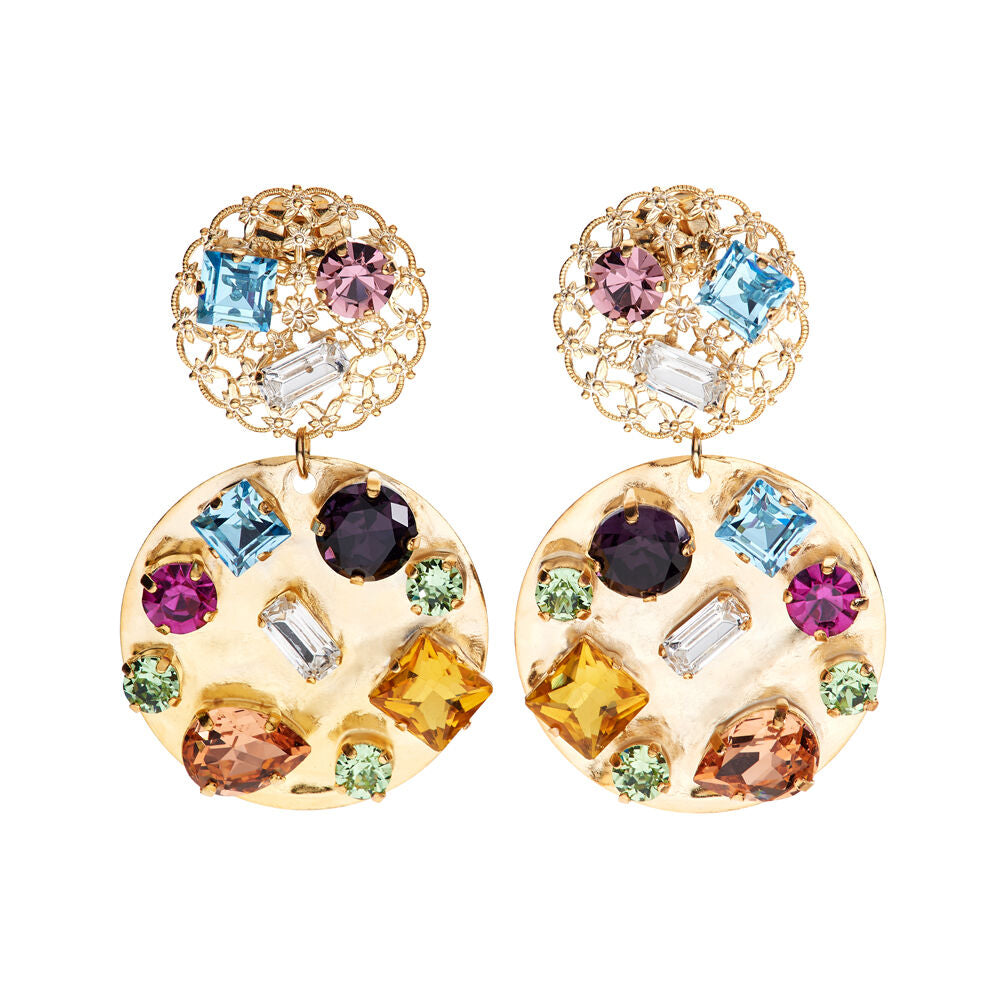 Orecchini Donna Ottaviani Pendenti con Zirconi Multicolor Bronzo  Dorato 500654O