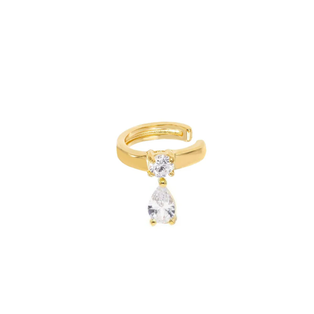 Orecchini Donna Laura P. Argento Dorato 925 Earcuff goccia bianca EA0014GB
