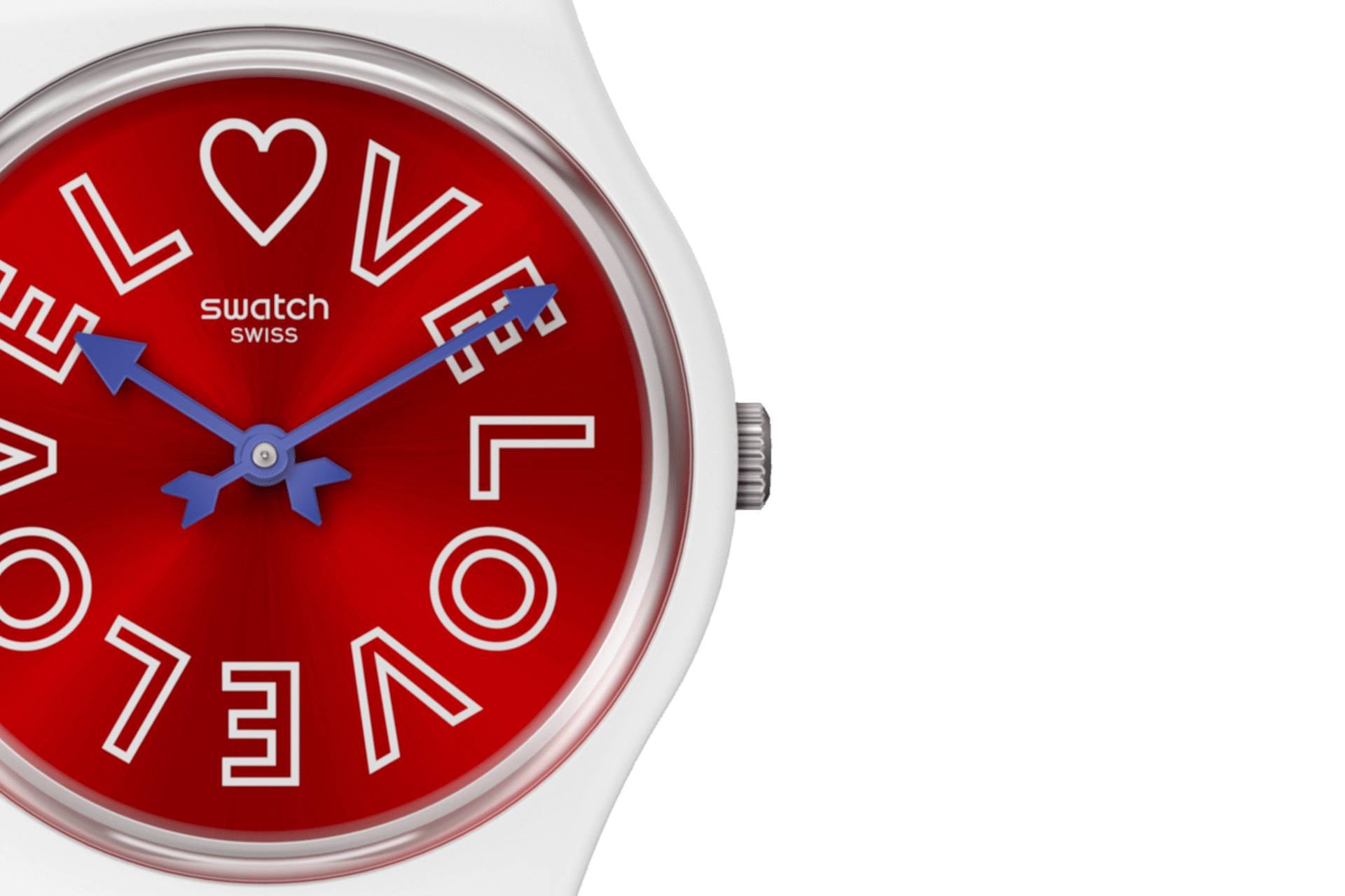 Orologio Donna Swatch Purest Love Quarzo Solo Tempo Bianco Rosso SO28W109
