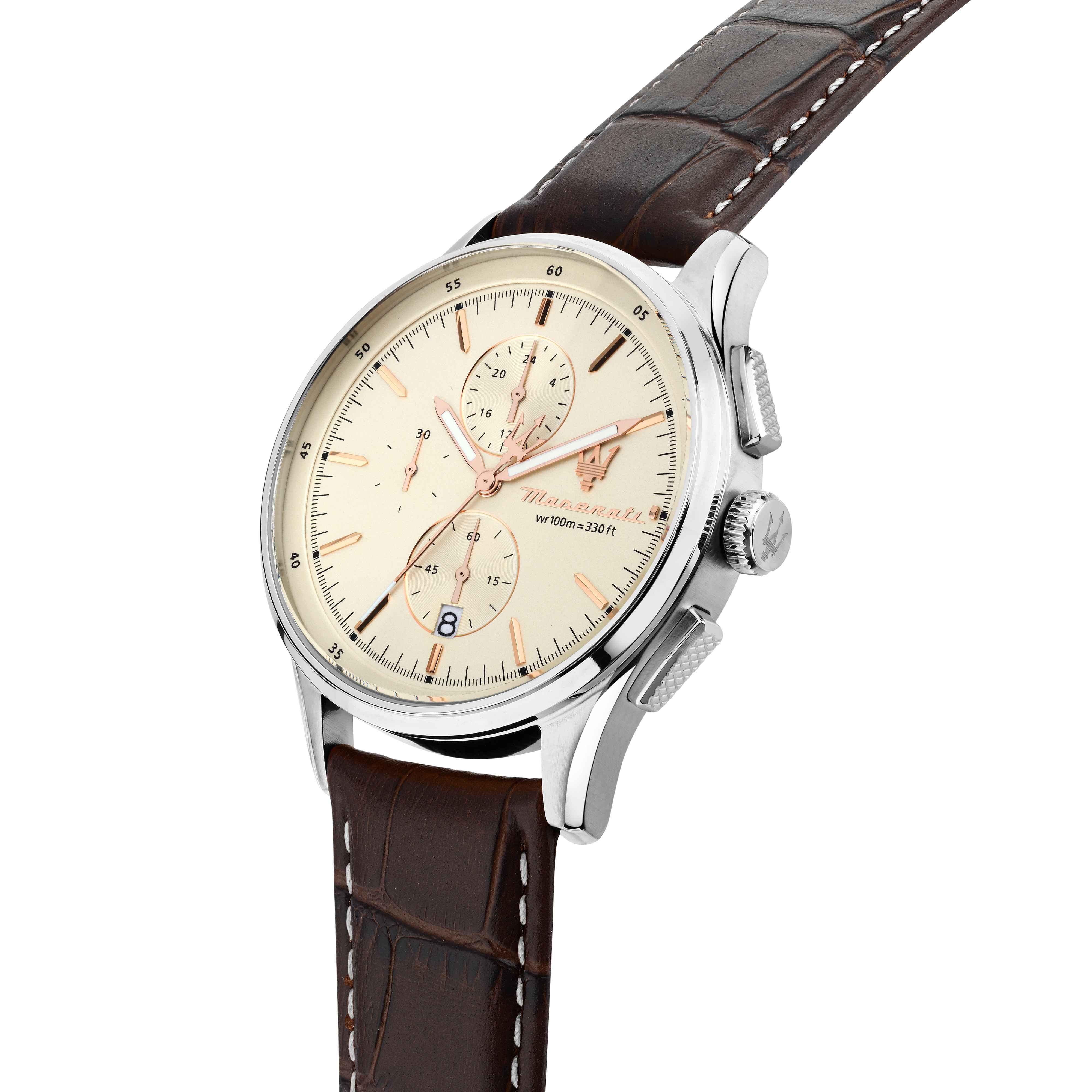 Orologio Uomo Maserati Acciaio Pelle Marrone Cronografo Data R8871624010