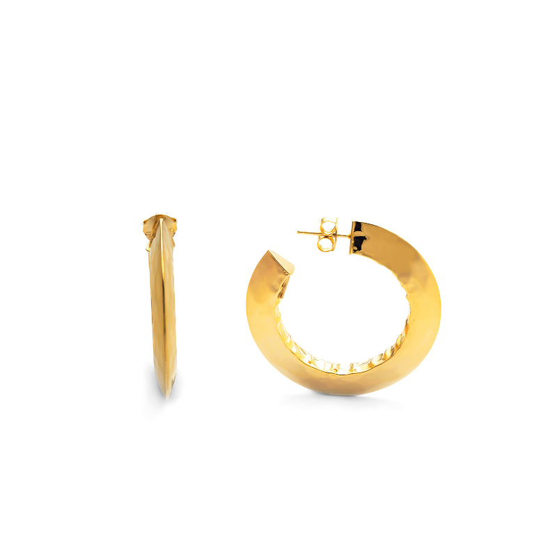 Orecchini Donna Giovanni Raspini Argento Dorato 925 Cerchi Martellati Blade 11785