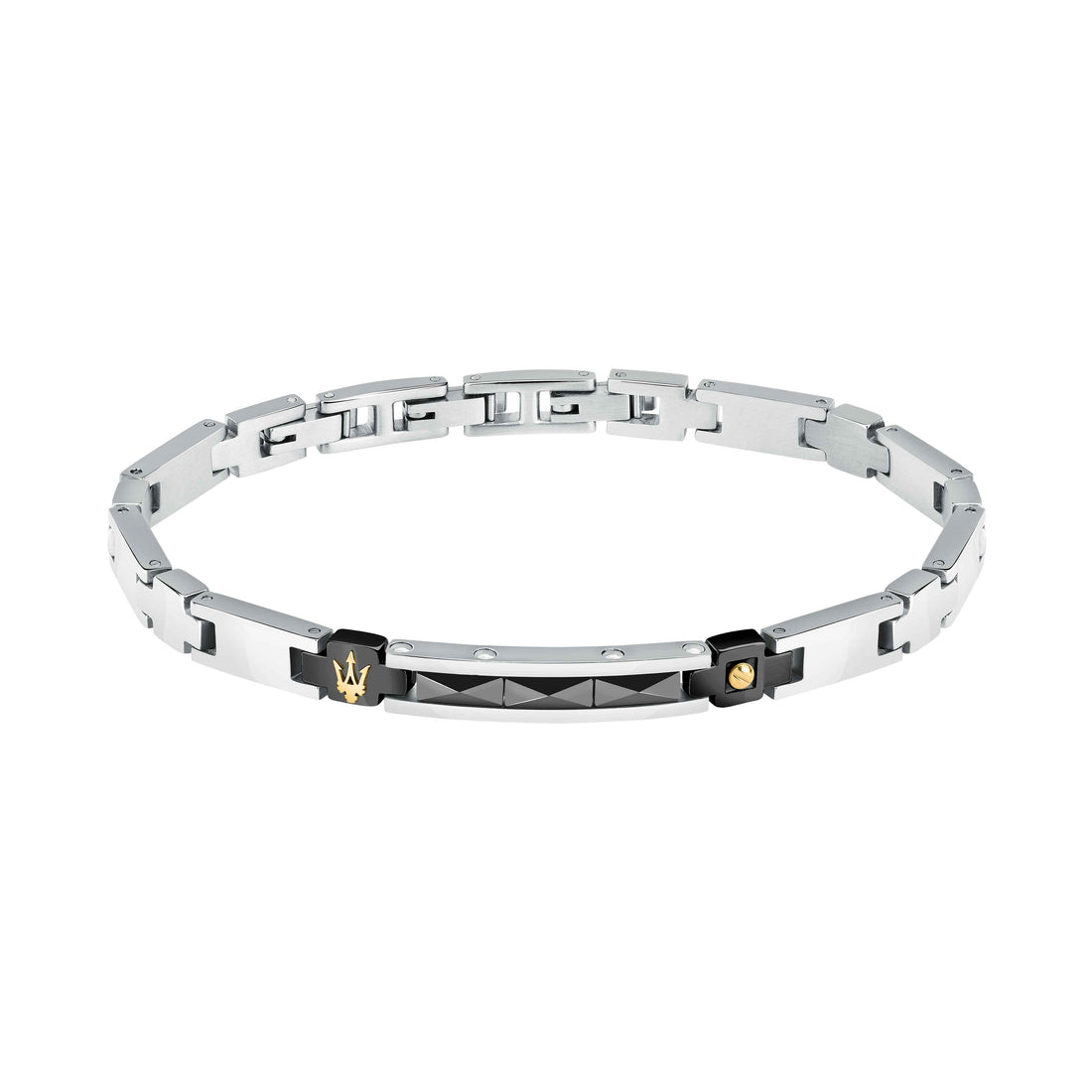 Bracciale Uomo Maserati Acciaio Ceramica Nera Logo Tridente JM224ATZ35