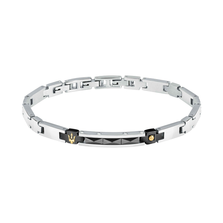Bracciale Uomo Maserati Acciaio Ceramica Nera Logo Tridente JM224ATZ35