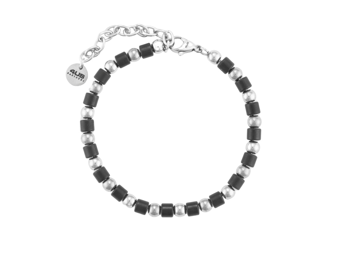 Bracciale Uomo 4US Cesare Paciotti Acciaio e barilotti in pvd Nero 4UBR7003