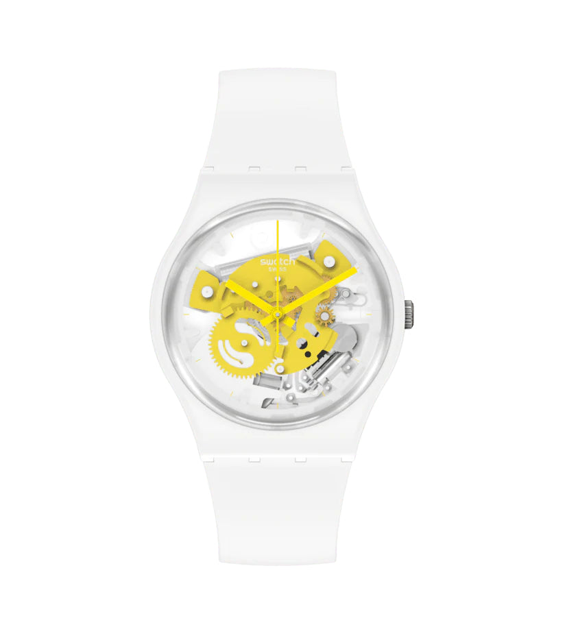 Orologio Uomo Swatch Quarzo Solo Tempo Bioceramic Scheletrato Giallo SO31W105
