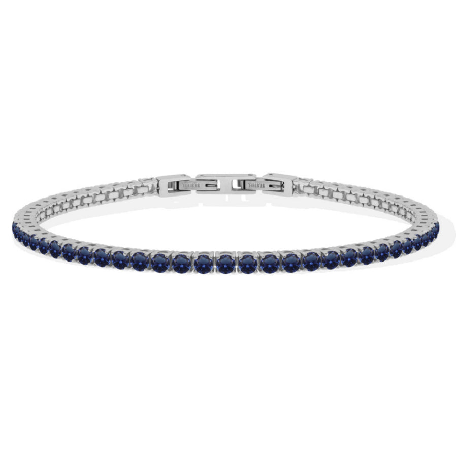 Bracciale Uomo Liu Jo Tennis Zirconi Blu 3 MM Acciaio Lucido MLJ558