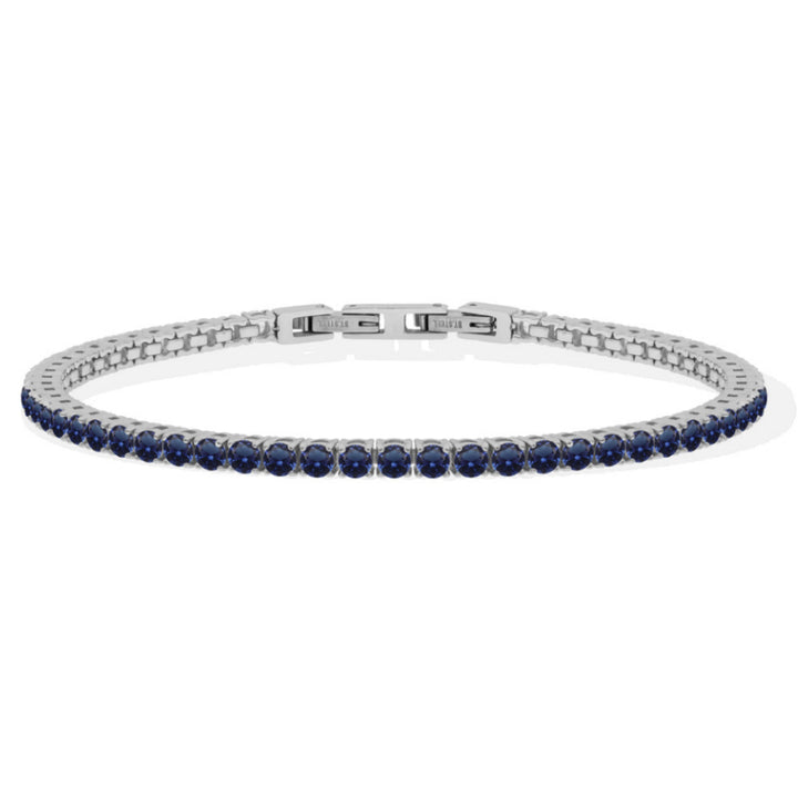 Bracciale Uomo Liu Jo Tennis Zirconi Blu 3 MM Acciaio Lucido MLJ558