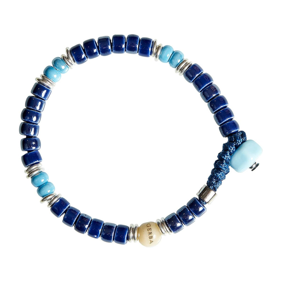 Bracciale Unisex Gerba Argento 925 Pietre Turchese Blu Murrina Liscia LC19