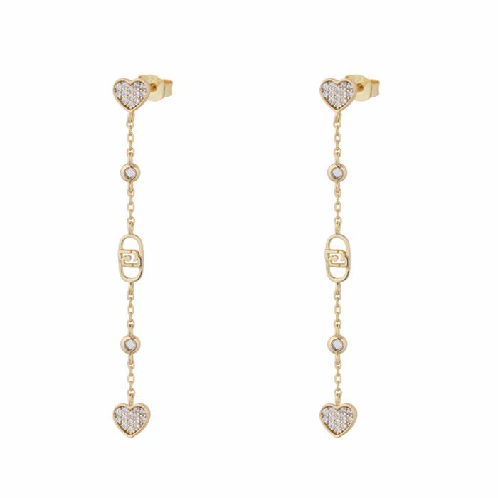 Orecchini Donna Liu Jo Argento 925 Pendenti Cuore Zirconi Bianchi ALJ331