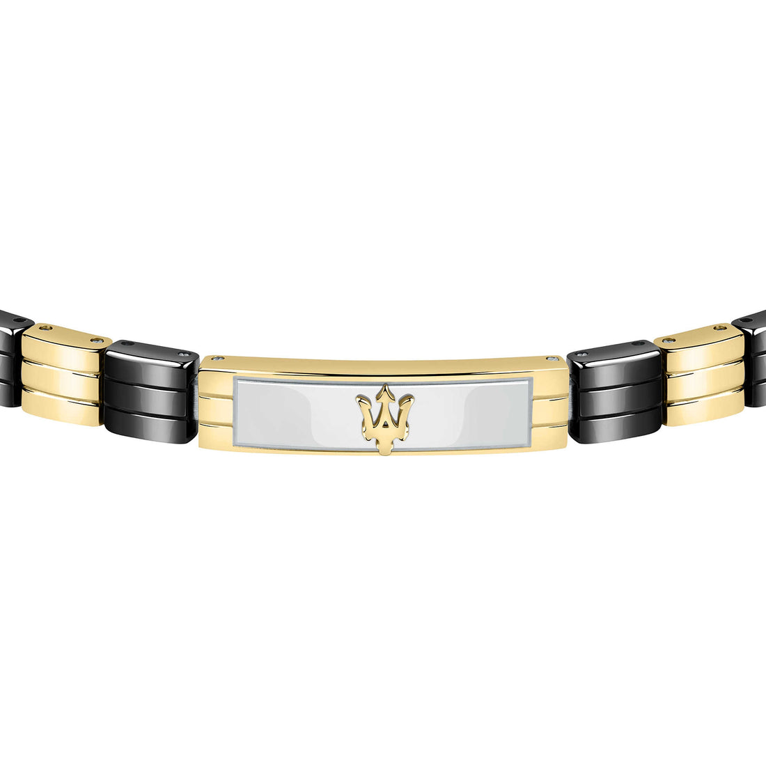 Bracciale Uomo Maserati ceramica acciaio dorato e Bianco e pvd nero JM221ATZ06