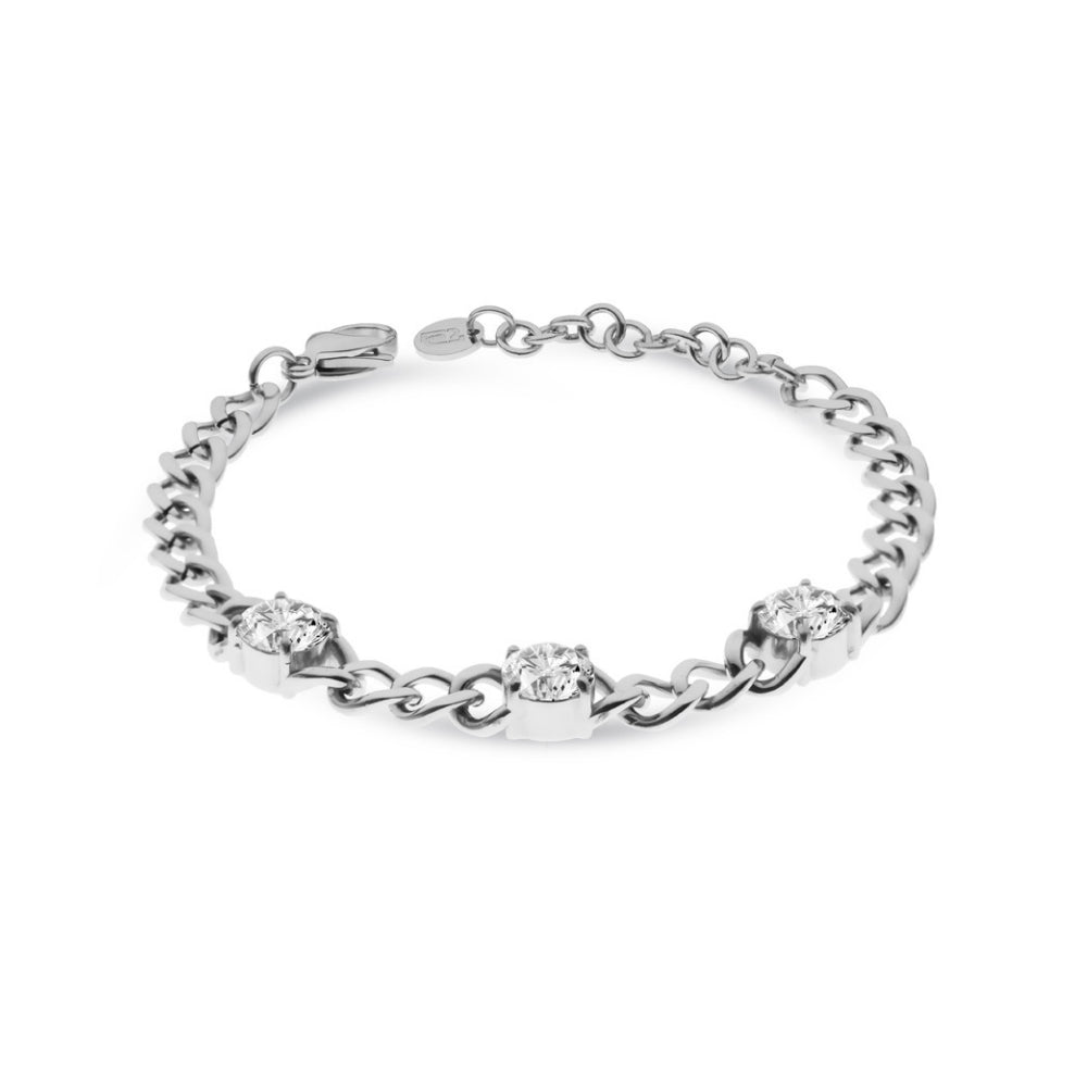 Bracciale Donna Liu Jo Acciaio Groumette Catena Zirconi Bianchi LJ2304