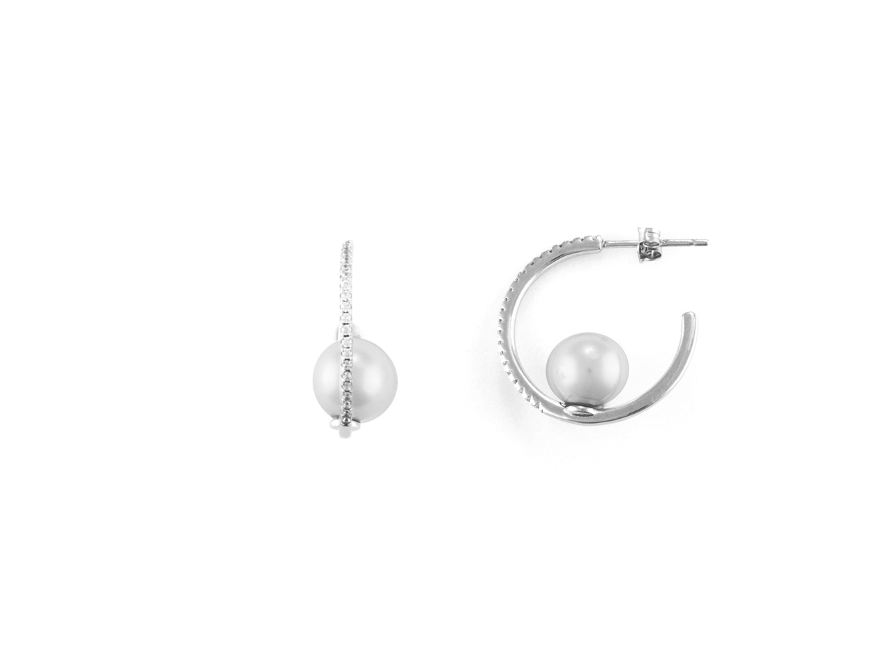 Orecchini semicerchio Donna Argento 925 4US Cesare Paciotti perla  e zirconi 4UOR6590W