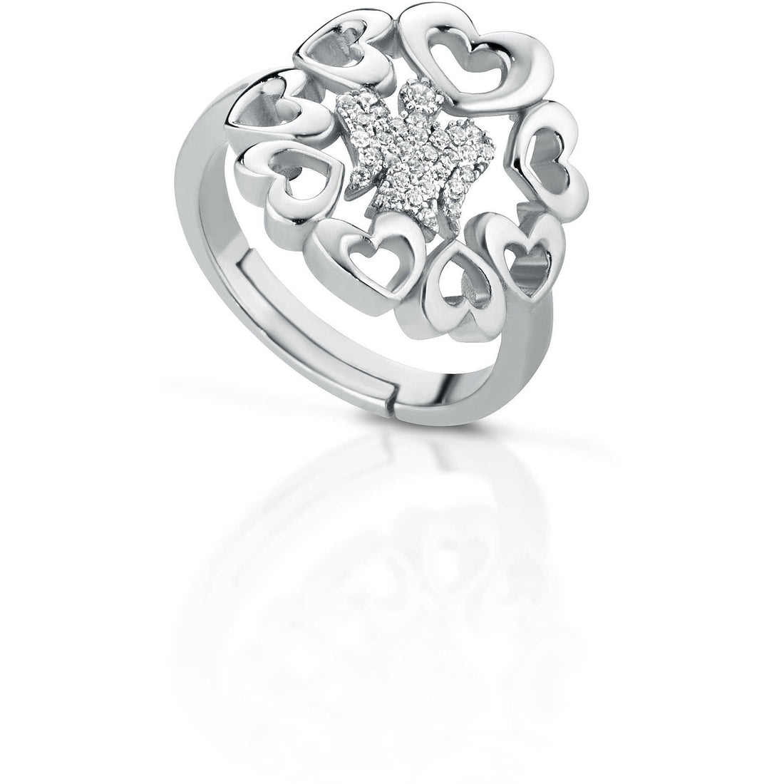 Anello Donna Argento 925 Regolabile Roberto Giannotti Zirconi Cuori Angelo