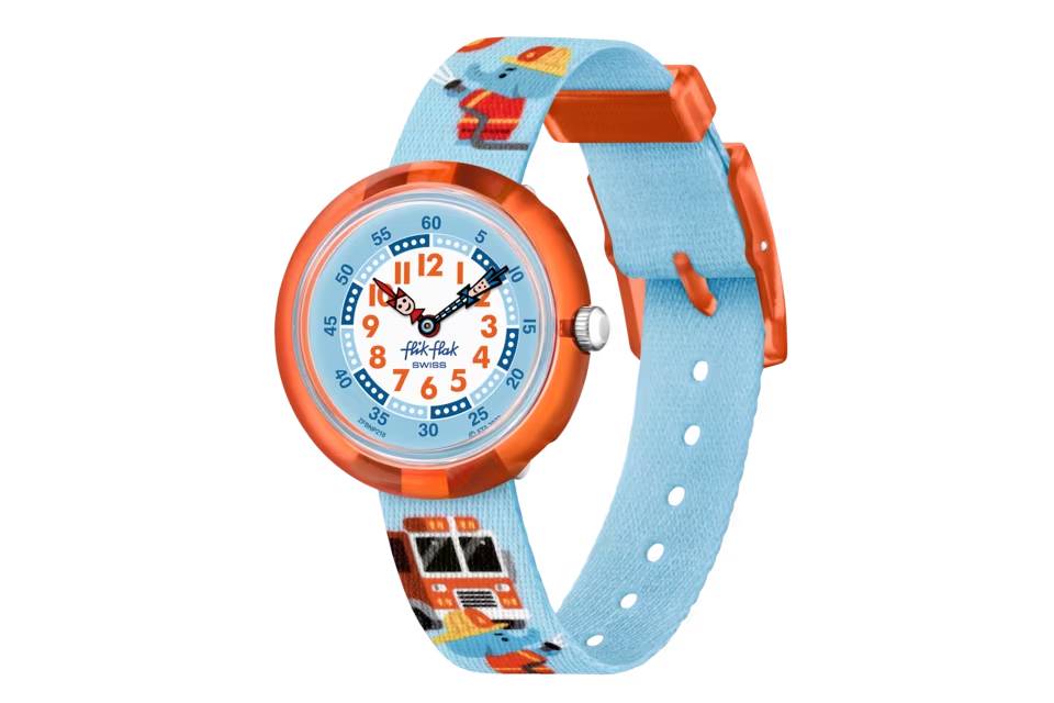 Orologio Bambino Swatch Flik Flak Fire Stopper Quarzo Azzurro ZFBNP218
