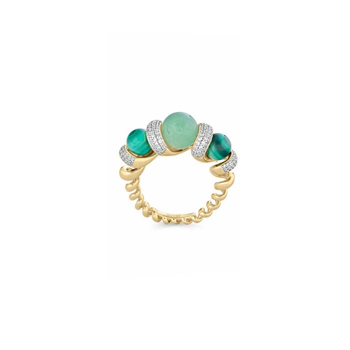 Anello Donna Sogni Bronzo Vortice Malachite Agata Verde LAN001GMQ/14