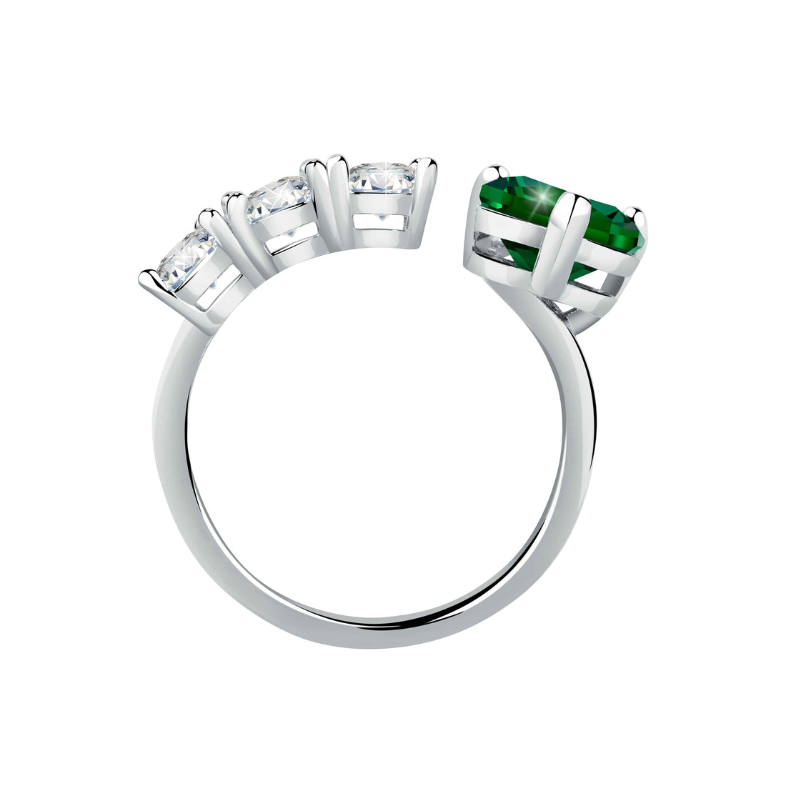 Anello Donna Chiara Ferragni Cuore Zircone Verde Zirconi Bianchi
