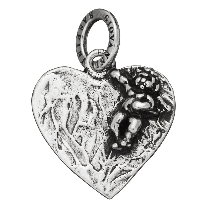 Charm Donna Giovanni Raspini Argento 925 Cuore Ed Angelo Realizzato A Mano 08745
