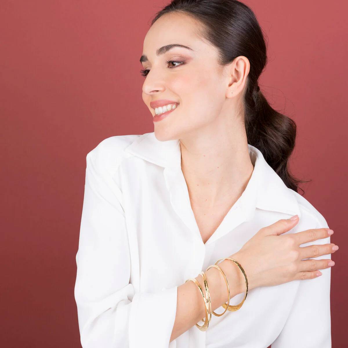 Bracciale Donna Etrusca Rigido Set 5 Pezzi Schiava Martellati WSET00337.YG-AVG