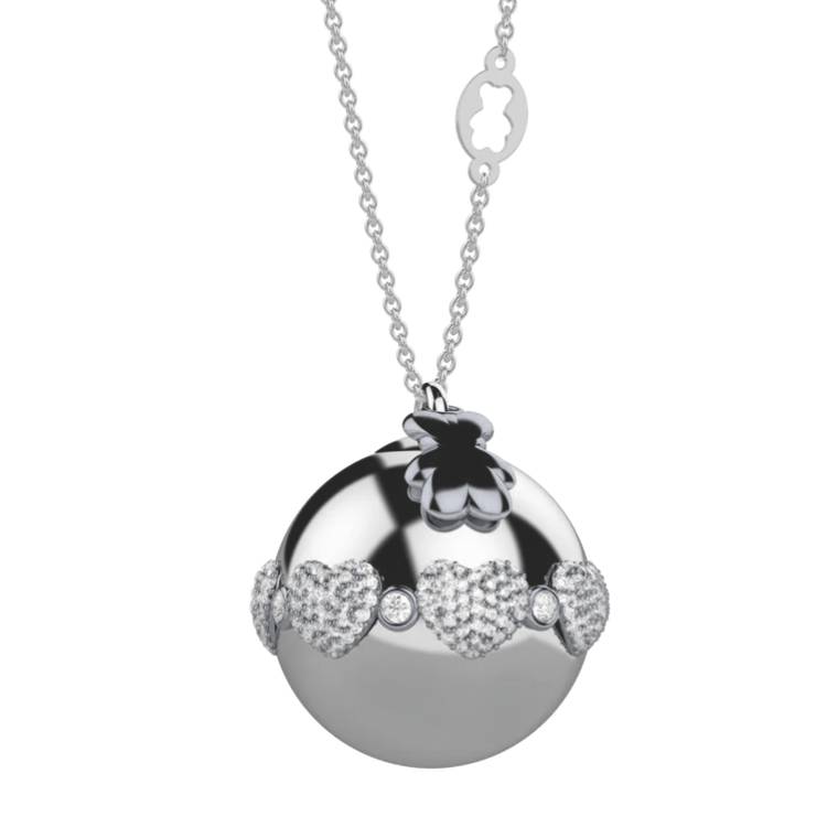 Chiama Angeli Nanan Ottone Cuori Argento Zirconi Bianchi NAO0007